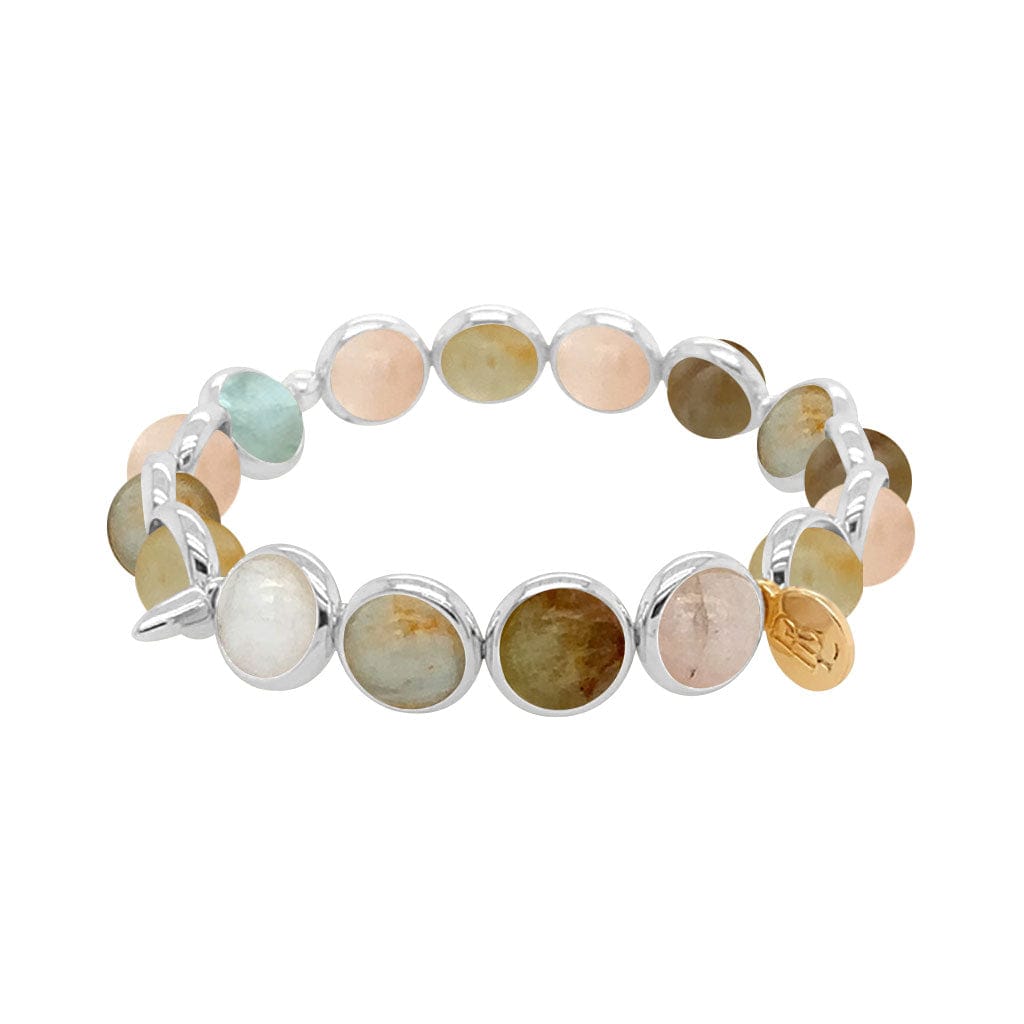 M Floral Agate Gemstone Bead Bracelet  8 mm