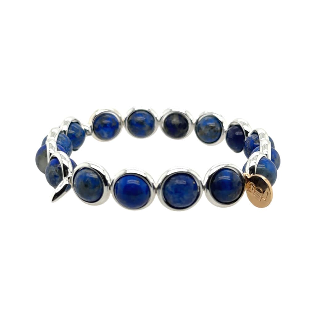 BRETT LAUREN Bracelets Silver / S/M Lapis Gemstone Bead Bracelet 8 mm