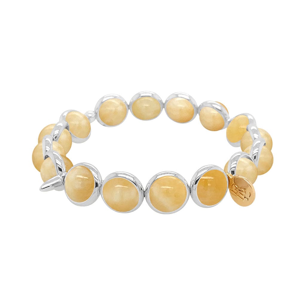 M Yellow Jade Gemstone Bead Bracelet  8 mm