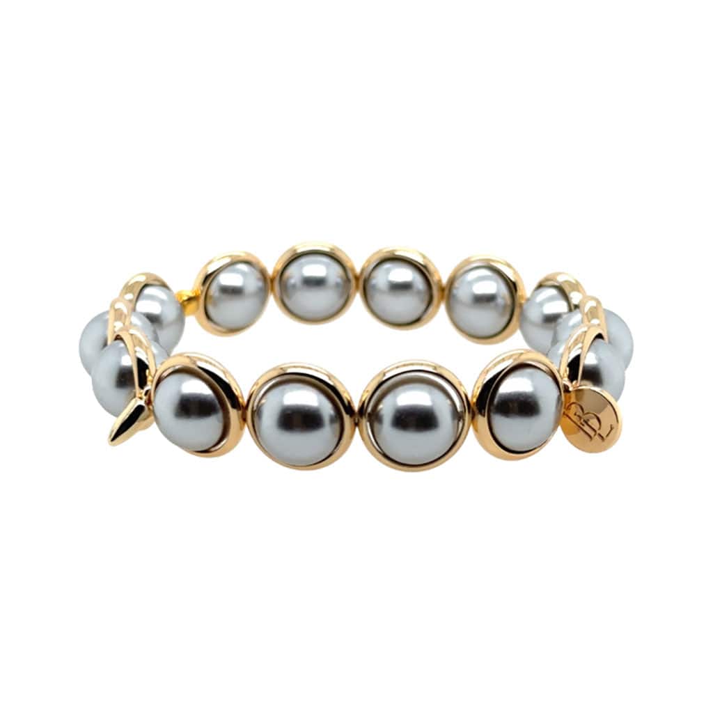 BRETT LAUREN Bracelets Silver Shell Pearl Gemstone Bead Bracelet 10 mm