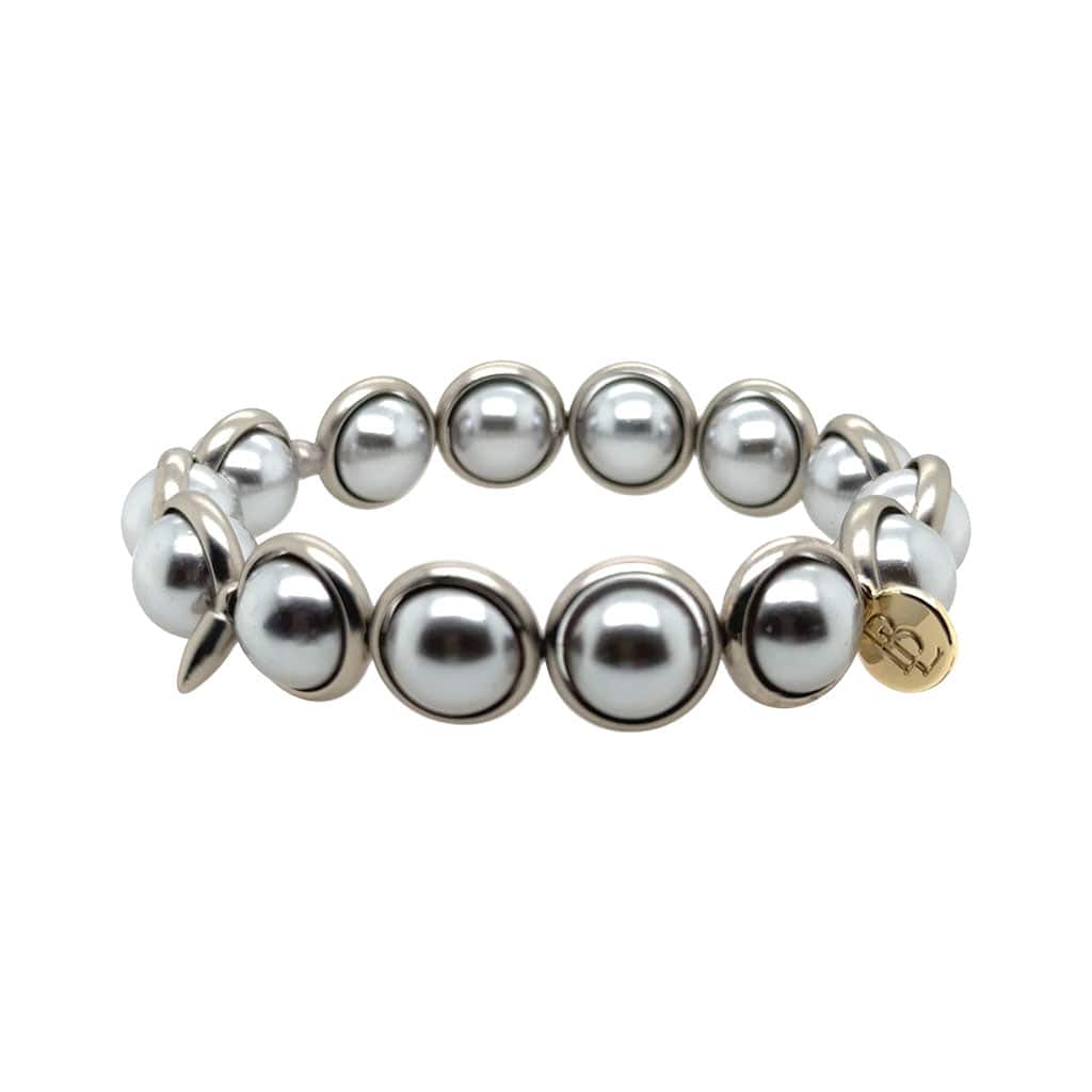 BRETT LAUREN Bracelets Silver Shell Pearl Gemstone Bead Bracelet 10 mm