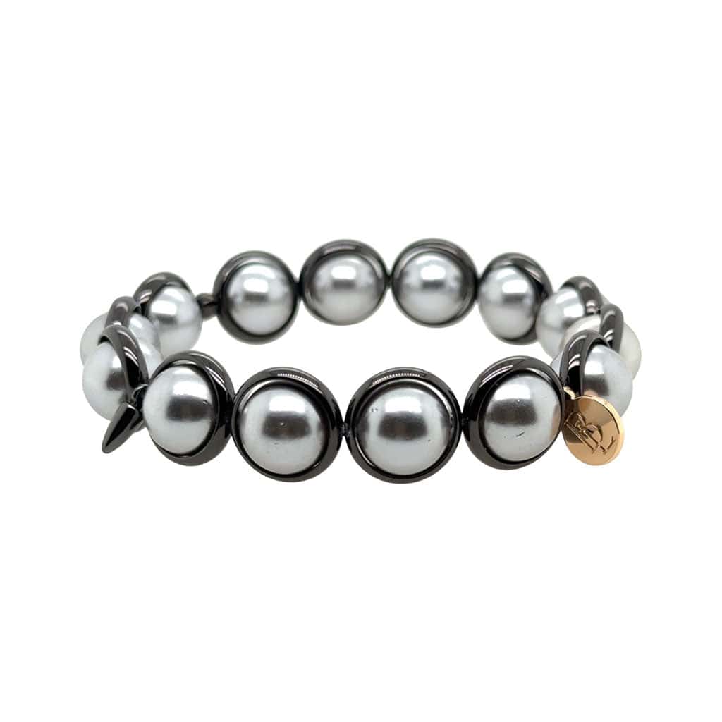 BRETT LAUREN Bracelets Silver Shell Pearl Gemstone Bead Bracelet 10 mm