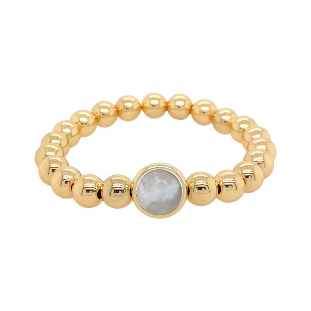 BRETT LAUREN BRACELETS White Lace Agate Single Gemstone Bead Bracelet 8 mm