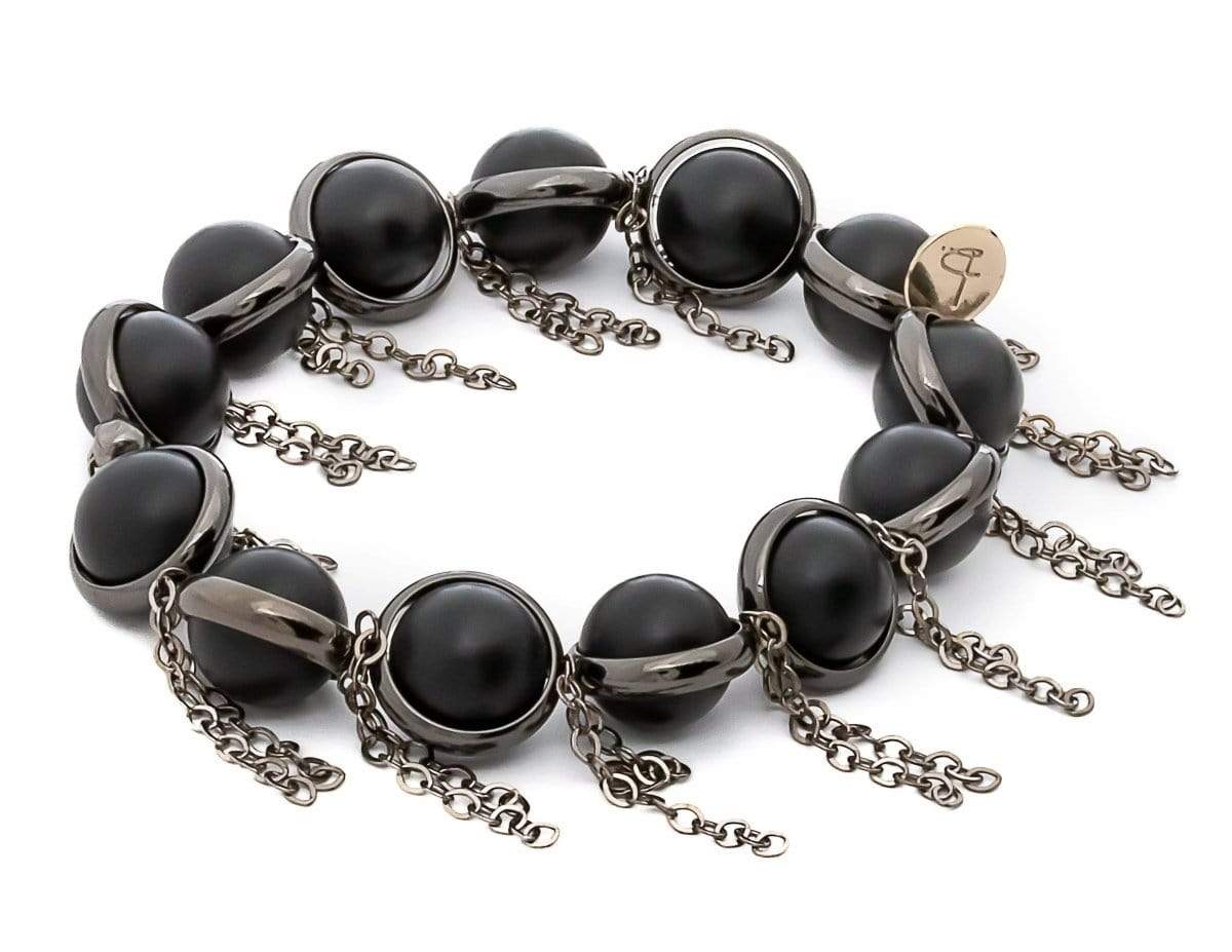 BRETT LAUREN bracelets Matte Onyx Bead Bracelet with Fringe