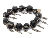 Matte Onyx Gemstone Bead Bracelet with Fringe