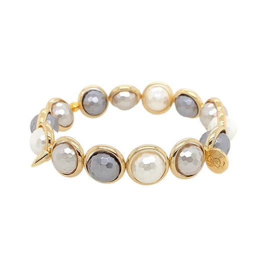 BRETT LAUREN Bracelets Mystic Grey Multi Shell Pearl Gemstone Bead Bracelet