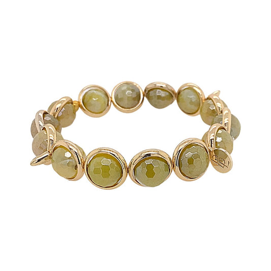 BRETT LAUREN Bracelets Mystic Olive Agate Gemstone Bead Bracelet